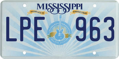 MS license plate LPE963