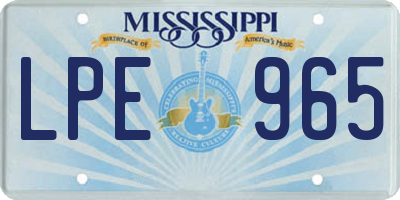 MS license plate LPE965