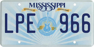 MS license plate LPE966