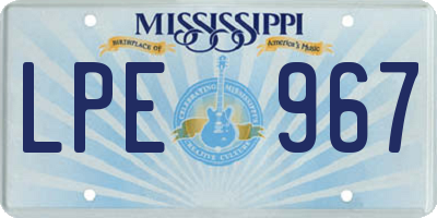 MS license plate LPE967