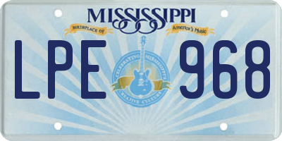 MS license plate LPE968