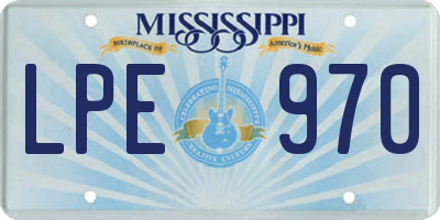MS license plate LPE970