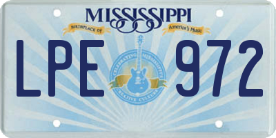 MS license plate LPE972
