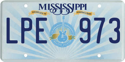 MS license plate LPE973