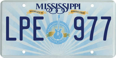 MS license plate LPE977