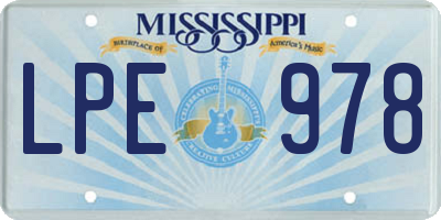 MS license plate LPE978