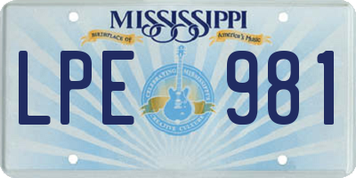 MS license plate LPE981