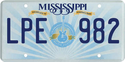 MS license plate LPE982