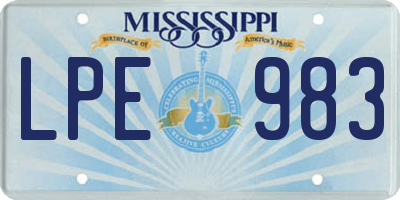 MS license plate LPE983