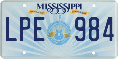 MS license plate LPE984