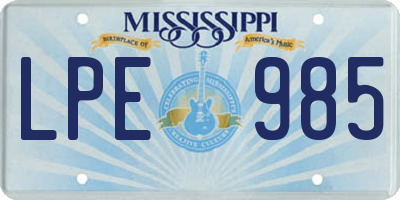 MS license plate LPE985