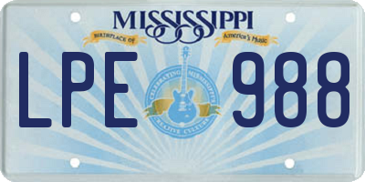 MS license plate LPE988