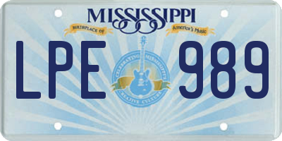 MS license plate LPE989