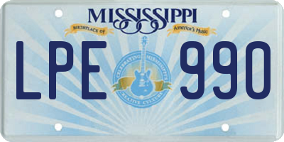 MS license plate LPE990