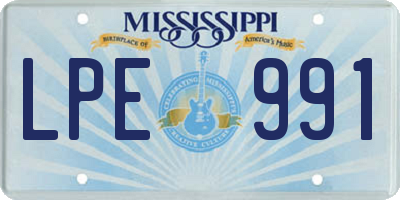 MS license plate LPE991