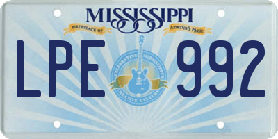 MS license plate LPE992