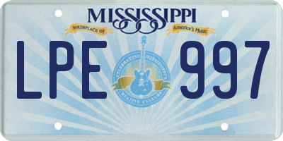 MS license plate LPE997