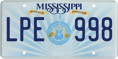 MS license plate LPE998