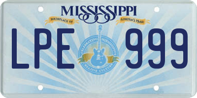 MS license plate LPE999