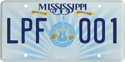 MS license plate LPF001