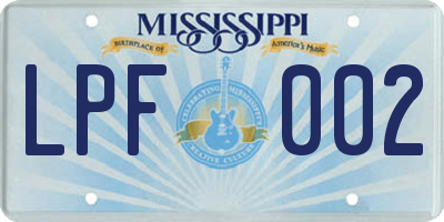 MS license plate LPF002