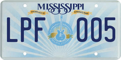 MS license plate LPF005