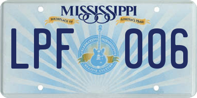 MS license plate LPF006