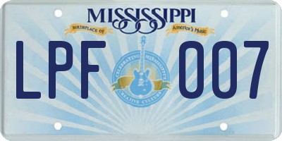 MS license plate LPF007