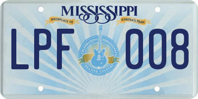 MS license plate LPF008
