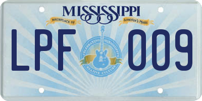 MS license plate LPF009