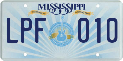 MS license plate LPF010