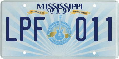 MS license plate LPF011