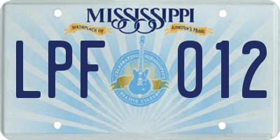 MS license plate LPF012
