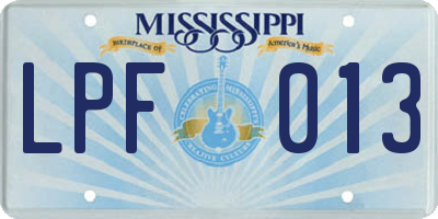 MS license plate LPF013