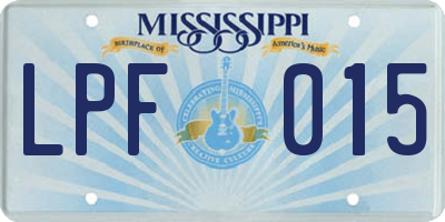 MS license plate LPF015