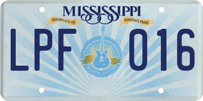 MS license plate LPF016