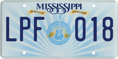 MS license plate LPF018