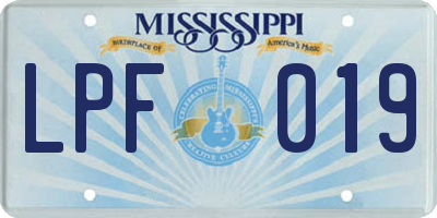 MS license plate LPF019