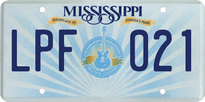MS license plate LPF021