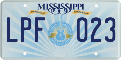 MS license plate LPF023