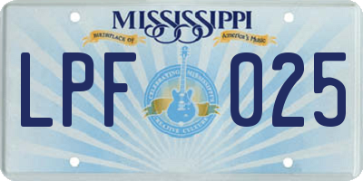 MS license plate LPF025