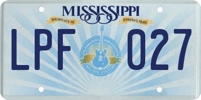 MS license plate LPF027