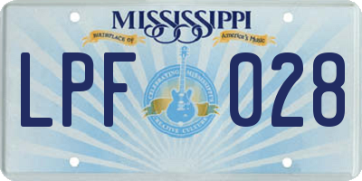 MS license plate LPF028