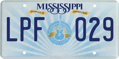 MS license plate LPF029