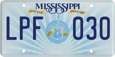 MS license plate LPF030