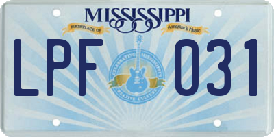 MS license plate LPF031