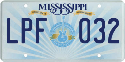 MS license plate LPF032