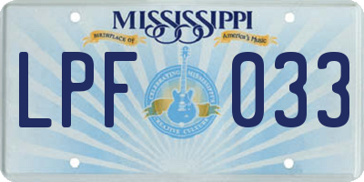 MS license plate LPF033