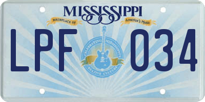 MS license plate LPF034