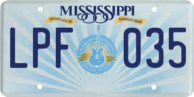 MS license plate LPF035